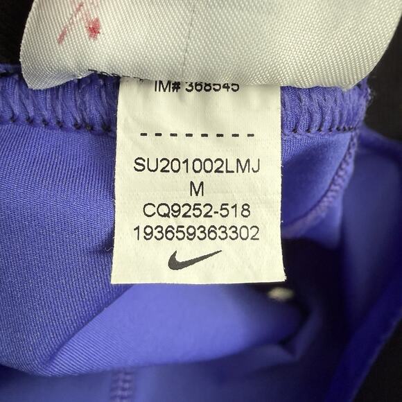 NIKE PRO Dri-Fit Training Shorts Womens Medium 3” Inseam Metallic Logo Purple - Picture 6 of 7